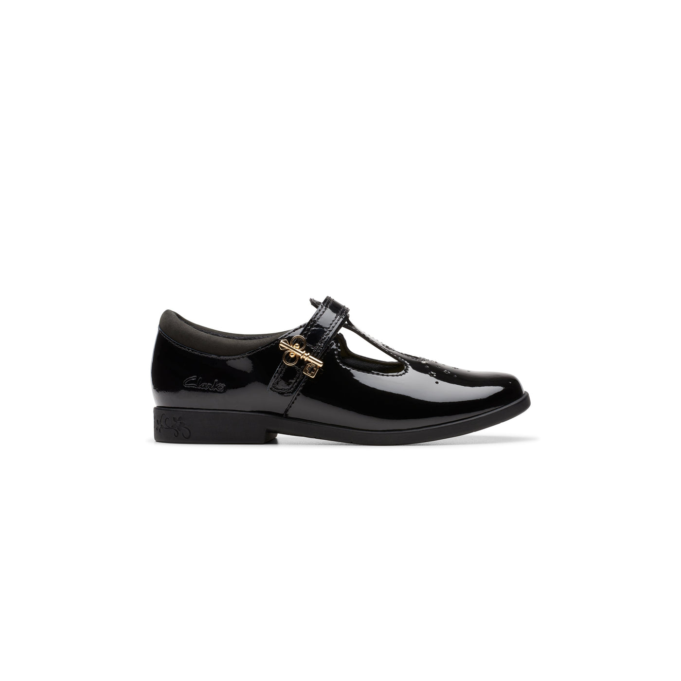 Girls- Lock Shine Kid. Black Patent