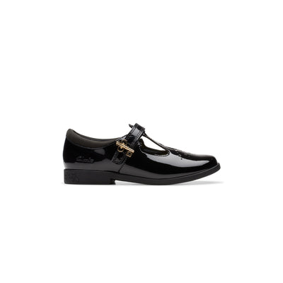 Girls- Lock Shine Kid. Black Patent