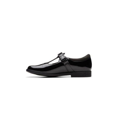 Girls- Lock Shine Kid. Black Patent