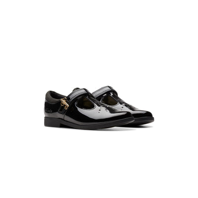 Girls- Lock Shine Kid. Black Patent