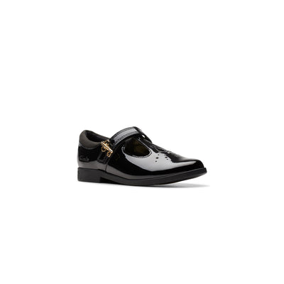 Girls- Lock Shine Kid. Black Patent